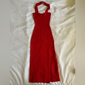 Cider Sexy Red Rib Midi Dress Strapless Size S